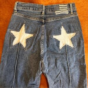 Revice straight leg jeans with back seam stitch detailing and stars on back